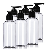4oz Plastic Clear Bottles (6 Pack) BPA-Free Squeeze Containers with Pump Cap