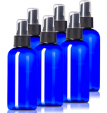 4oz Plastic Blue Bottles (6 Pack) BPA-Free Squeeze Containers with Spray Cap