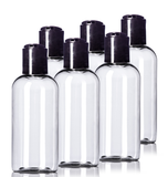 4oz Plastic Clear Bottles (6 Pack) BPA-Free Squeeze Containers with Disc Cap