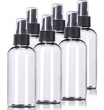 4oz Plastic Clear Bottles (6 Pack) BPA-Free Squeeze Containers with Spray Cap