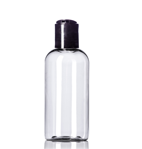 4oz Clear Bottles with Black Disc Cap, 100 count