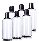 8oz Plastic Clear Bottles (6 Pack) BPA-Free Squeeze Containers with Disc Cap
