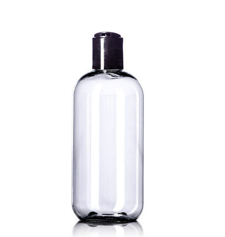 8oz Clear Bottles with Black Disc Cap, 100 count