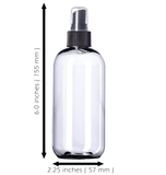 8oz Plastic Clear Bottles (6 Pack) BPA-Free Squeeze Containers with Spray Mist Caps