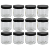 2oz Clear Plastic Jars with Blank Labels (BPA Free PET Plastic) (12 Count)