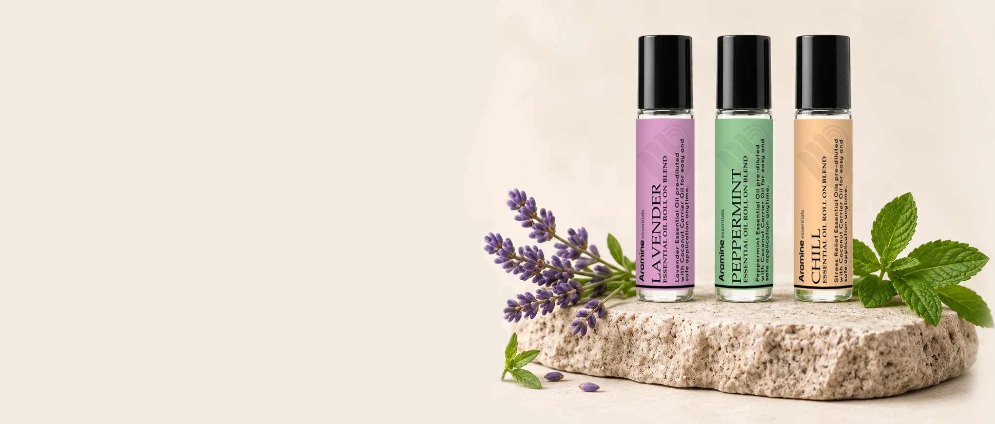 Lavender, Peppermint, and Chill essential oil roll-ons